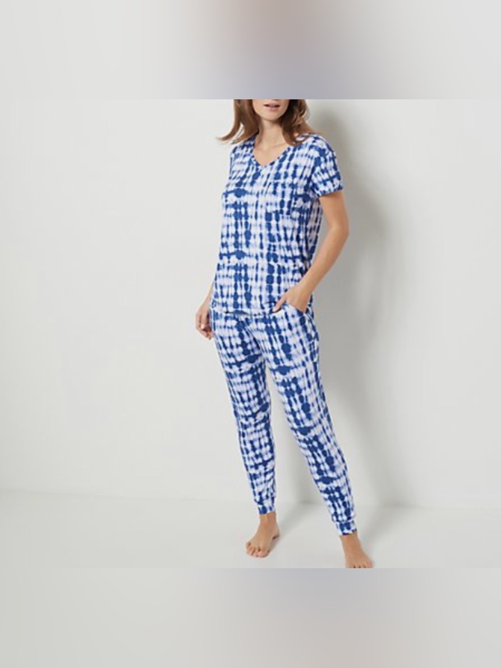 Koolaburra by Ugg Women’s V-Neck Tee & Slim Pant Pajama Set Blue Petite Small